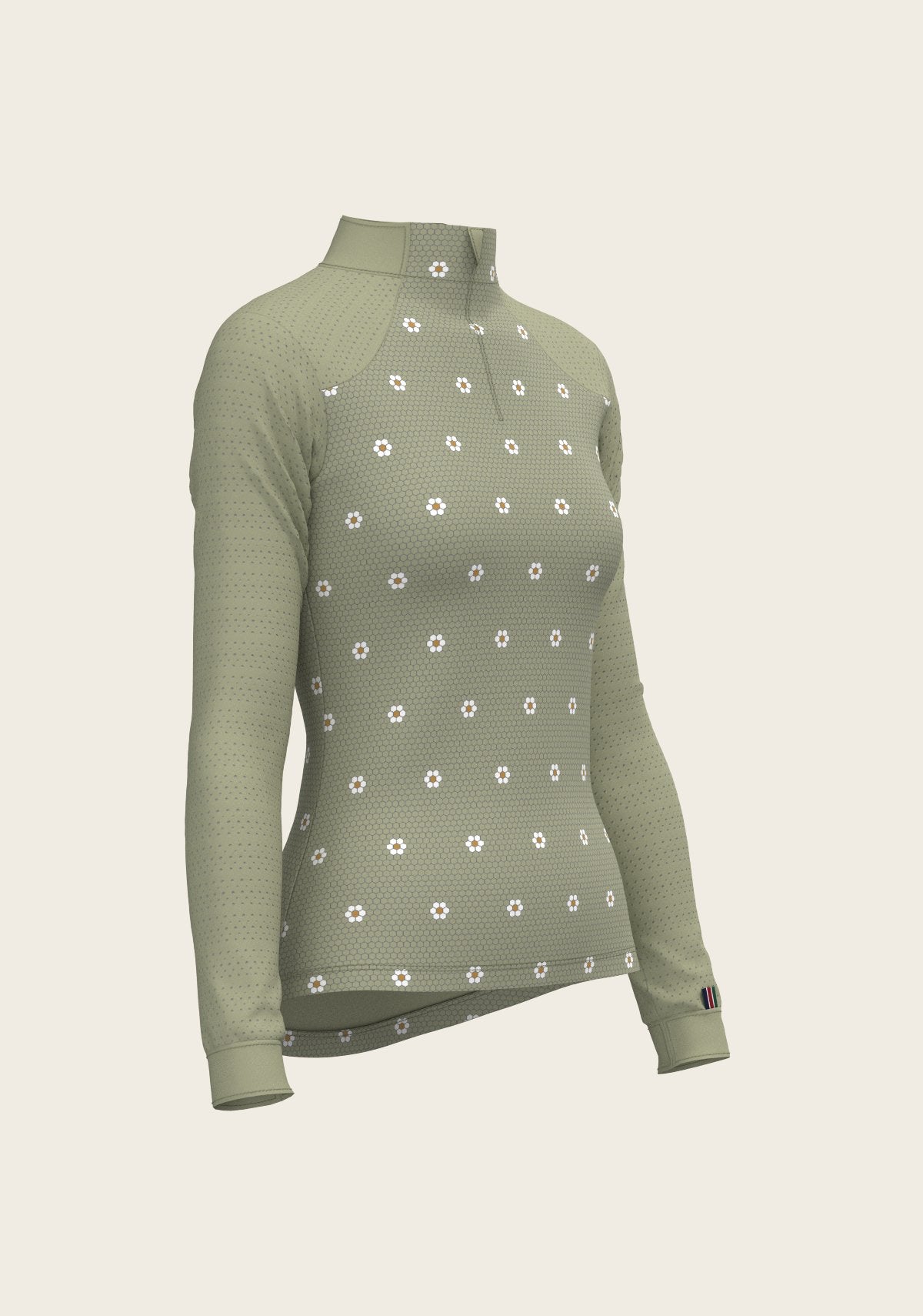 Mosaic Daises in Olive Long Sleeve Sport Sun Shirt - Espoir Equestrian - Equiluxe Tack