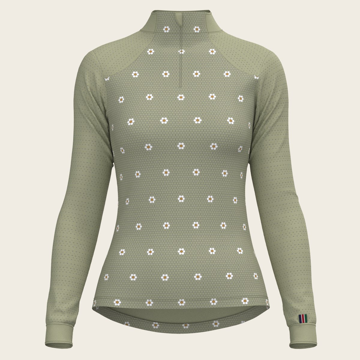 Mosaic Daises in Olive Long Sleeve Sport Sun Shirt - Espoir Equestrian - Equiluxe Tack