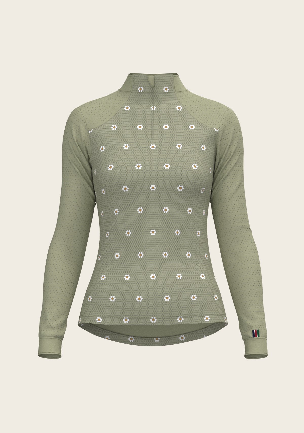 Mosaic Daises in Olive Long Sleeve Sport Sun Shirt - Espoir Equestrian - Equiluxe Tack