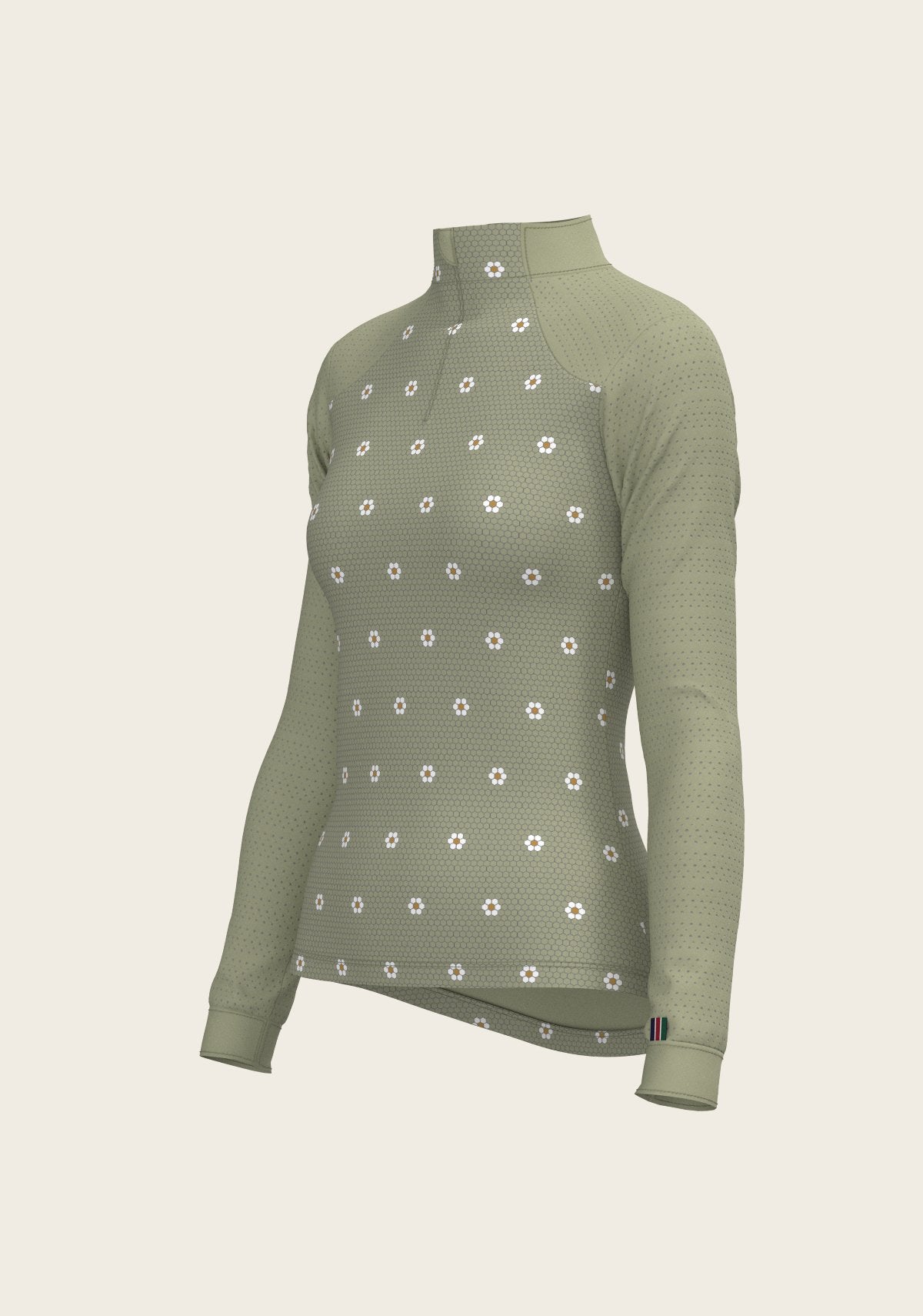 Mosaic Daises in Olive Long Sleeve Sport Sun Shirt - Espoir Equestrian - Equiluxe Tack