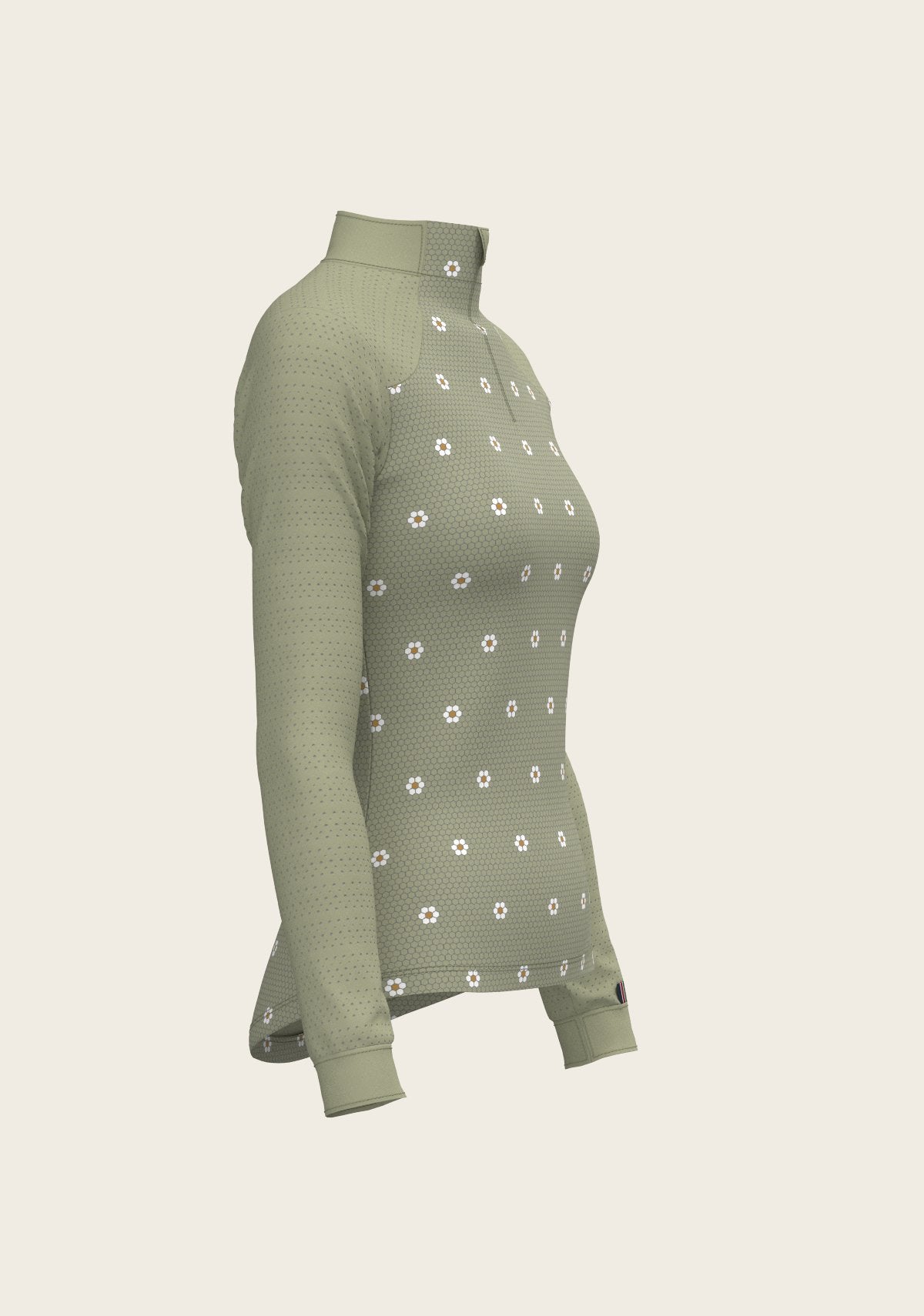 Mosaic Daises in Olive Long Sleeve Sport Sun Shirt - Espoir Equestrian - Equiluxe Tack