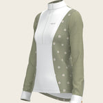 Mosaic Daises in Olive Short Pleated Long Sleeve Show Shirt - Espoir Equestrian - Equiluxe Tack