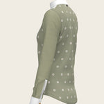 Mosaic Daises in Olive Short Pleated Long Sleeve Show Shirt - Espoir Equestrian - Equiluxe Tack