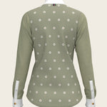 Mosaic Daises in Olive Short Pleated Long Sleeve Show Shirt - Espoir Equestrian - Equiluxe Tack