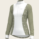 Mosaic Daises in Olive Short Pleated Long Sleeve Show Shirt - Espoir Equestrian - Equiluxe Tack