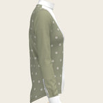 Mosaic Daises in Olive Short Pleated Long Sleeve Show Shirt - Espoir Equestrian - Equiluxe Tack