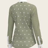 Mosaic Daises in Olive Short Pleated Long Sleeve Show Shirt - Espoir Equestrian - Equiluxe Tack