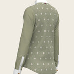 Mosaic Daises in Olive Short Pleated Long Sleeve Show Shirt - Espoir Equestrian - Equiluxe Tack