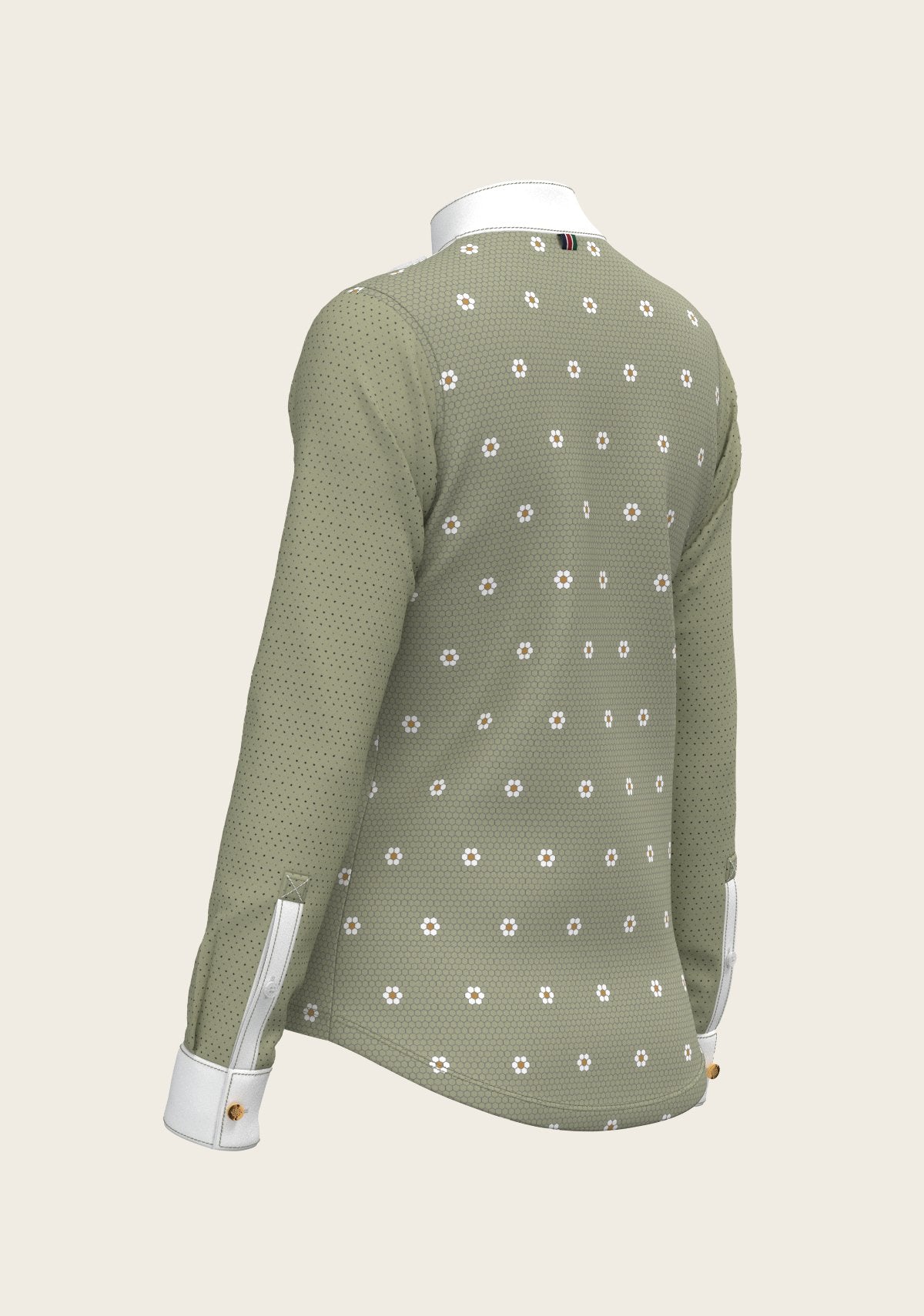 Mosaic Daises in Olive Short Pleated Long Sleeve Show Shirt - Espoir Equestrian - Equiluxe Tack