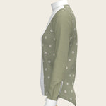 Mosaic Daises in Olive Short Pleated Long Sleeve Show Shirt - Espoir Equestrian - Equiluxe Tack