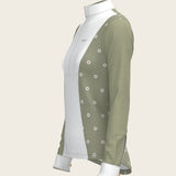 Mosaic Daises in Olive Short Pleated Long Sleeve Show Shirt - Espoir Equestrian - Equiluxe Tack