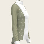 Mosaic Daises in Olive Short Pleated Long Sleeve Show Shirt - Espoir Equestrian - Equiluxe Tack