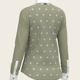 Mosaic Daises in Olive Short Pleated Long Sleeve Show Shirt - Espoir Equestrian - Equiluxe Tack