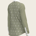 Mosaic Daises in Olive Short Pleated Long Sleeve Show Shirt - Espoir Equestrian - Equiluxe Tack