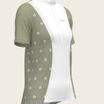 Mosaic Daises in Olive Short Pleated Short Sleeve Show Shirt - Espoir Equestrian - Equiluxe Tack