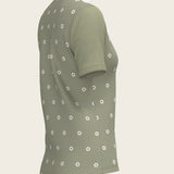 Mosaic Daises in Olive Short Pleated Short Sleeve Show Shirt - Espoir Equestrian - Equiluxe Tack