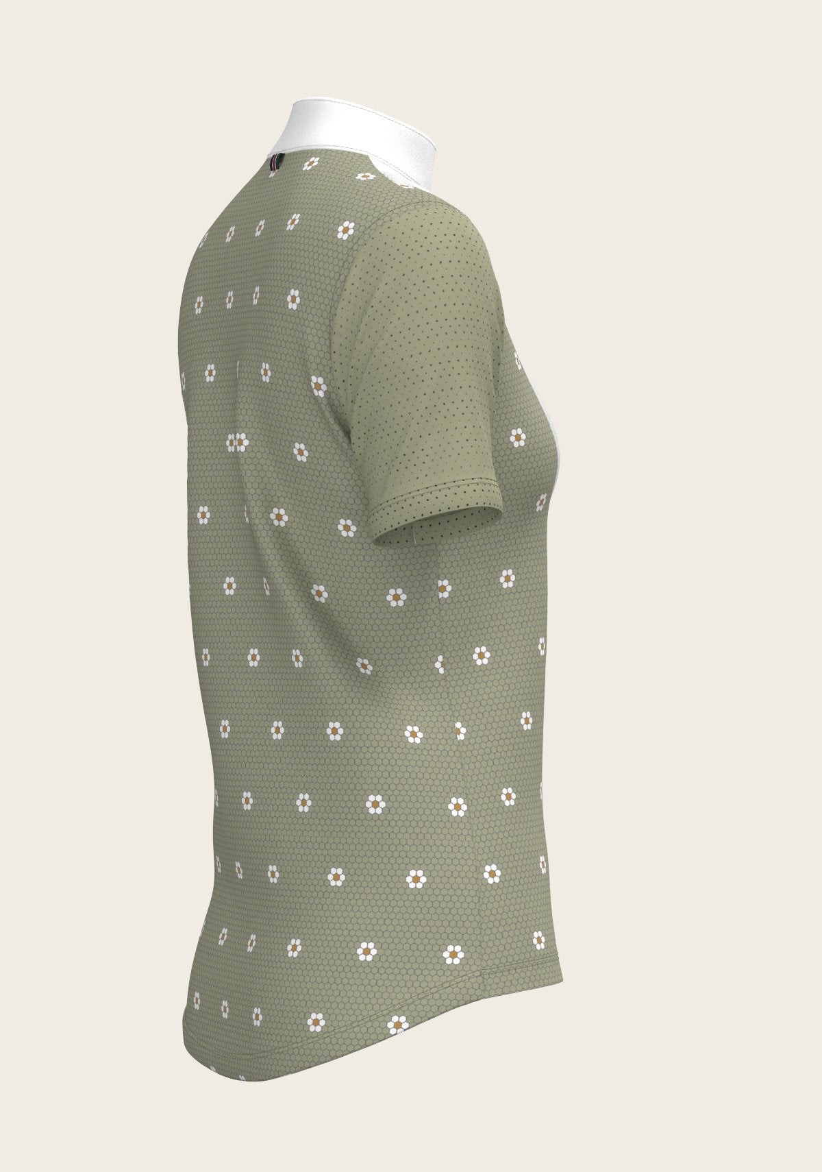 Mosaic Daises in Olive Short Pleated Short Sleeve Show Shirt - Espoir Equestrian - Equiluxe Tack