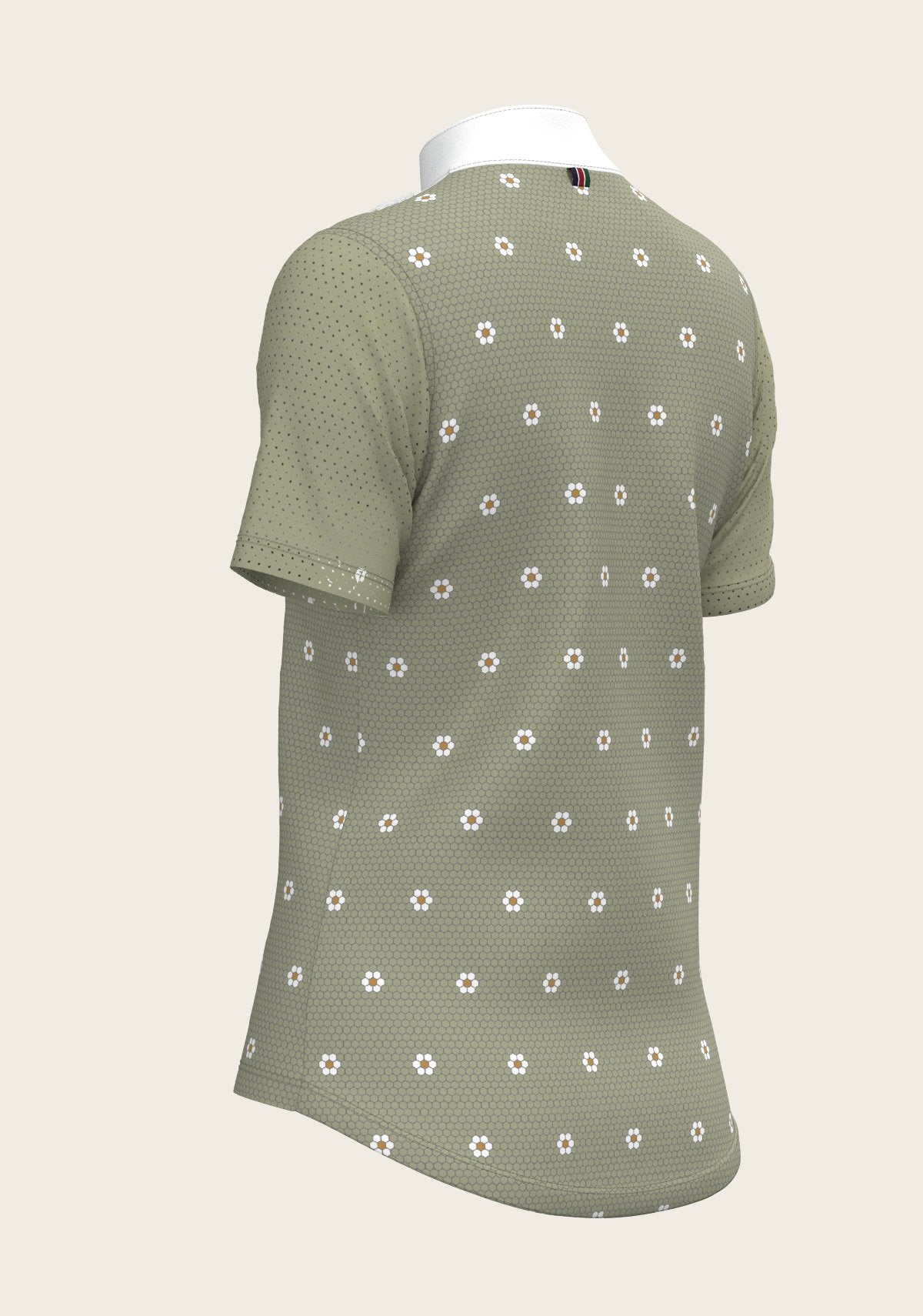 Mosaic Daises in Olive Short Pleated Short Sleeve Show Shirt - Espoir Equestrian - Equiluxe Tack