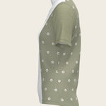 Mosaic Daises in Olive Short Pleated Short Sleeve Show Shirt - Espoir Equestrian - Equiluxe Tack