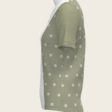 Mosaic Daises in Olive Short Pleated Short Sleeve Show Shirt - Espoir Equestrian - Equiluxe Tack