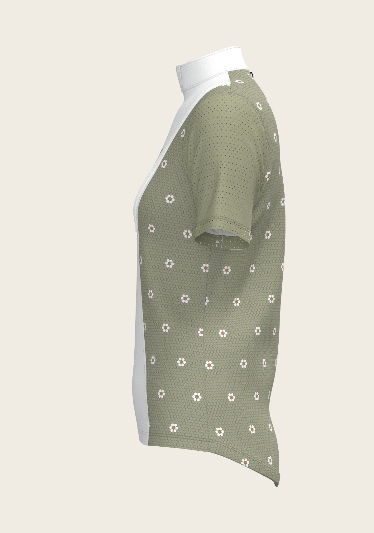 Mosaic Daises in Olive Short Pleated Short Sleeve Show Shirt - Espoir Equestrian - Equiluxe Tack