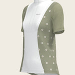 Mosaic Daises in Olive Short Pleated Short Sleeve Show Shirt - Espoir Equestrian - Equiluxe Tack