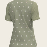 Mosaic Daises in Olive Short Pleated Short Sleeve Show Shirt - Espoir Equestrian - Equiluxe Tack