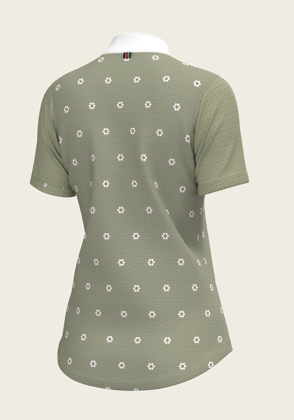 Mosaic Daises in Olive Short Pleated Short Sleeve Show Shirt - Espoir Equestrian - Equiluxe Tack