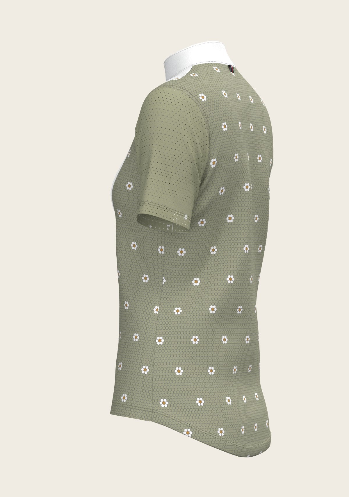 Mosaic Daises in Olive Short Pleated Short Sleeve Show Shirt - Espoir Equestrian - Equiluxe Tack