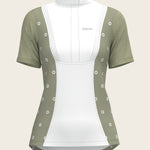 Mosaic Daises in Olive Short Pleated Short Sleeve Show Shirt - Espoir Equestrian - Equiluxe Tack