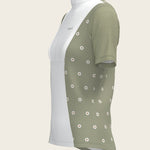 Mosaic Daises in Olive Short Pleated Short Sleeve Show Shirt - Espoir Equestrian - Equiluxe Tack