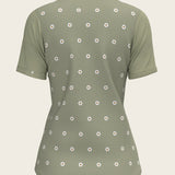 Mosaic Daises in Olive Short Pleated Short Sleeve Show Shirt - Espoir Equestrian - Equiluxe Tack