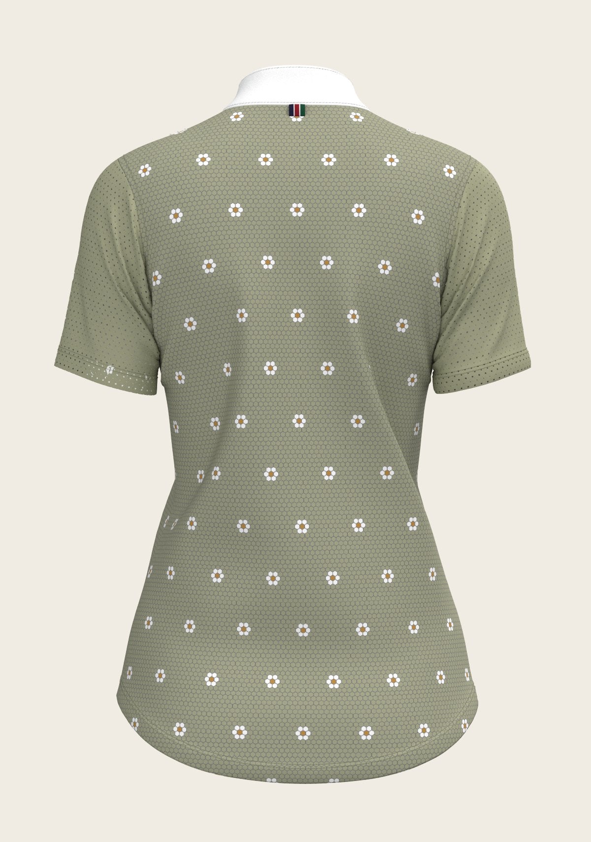 Mosaic Daises in Olive Short Pleated Short Sleeve Show Shirt - Espoir Equestrian - Equiluxe Tack