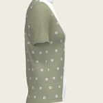 Mosaic Daises in Olive Short Pleated Short Sleeve Show Shirt - Espoir Equestrian - Equiluxe Tack