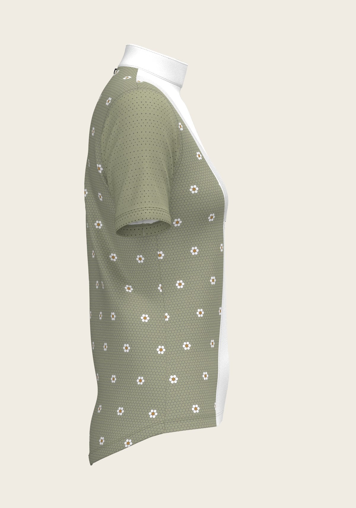 Mosaic Daises in Olive Short Pleated Short Sleeve Show Shirt - Espoir Equestrian - Equiluxe Tack