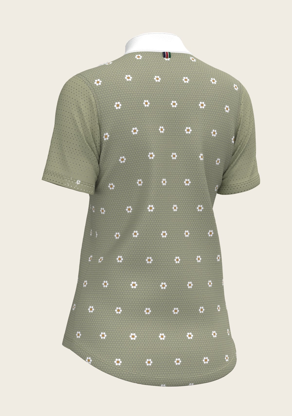 Mosaic Daises in Olive Short Pleated Short Sleeve Show Shirt - Espoir Equestrian - Equiluxe Tack