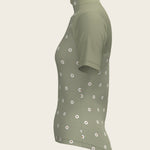 Mosaic Daises in Olive Short Sleeve Sport Sun Shirt - Espoir Equestrian - Equiluxe Tack