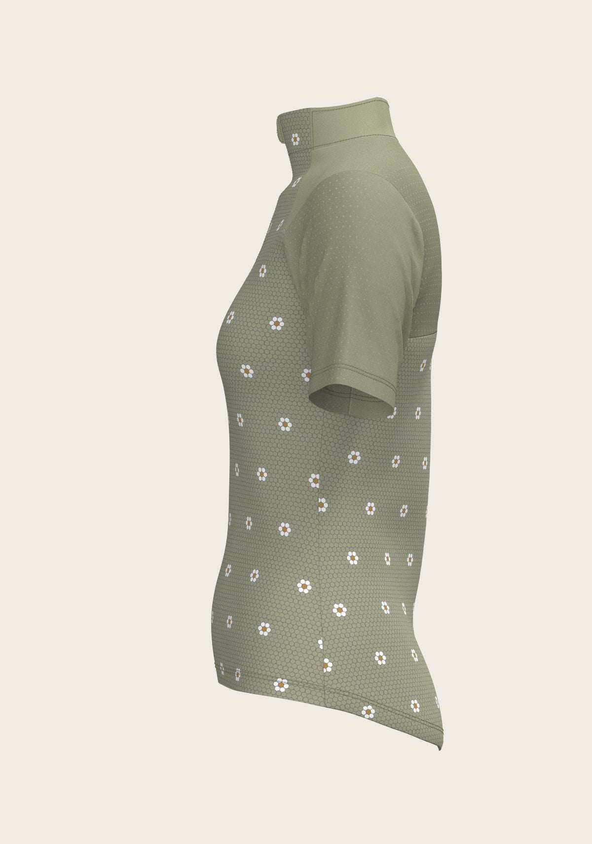 Mosaic Daises in Olive Short Sleeve Sport Sun Shirt - Espoir Equestrian - Equiluxe Tack