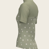 Mosaic Daises in Olive Short Sleeve Sport Sun Shirt - Espoir Equestrian - Equiluxe Tack