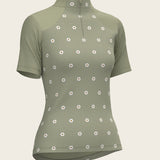 Mosaic Daises in Olive Short Sleeve Sport Sun Shirt - Espoir Equestrian - Equiluxe Tack