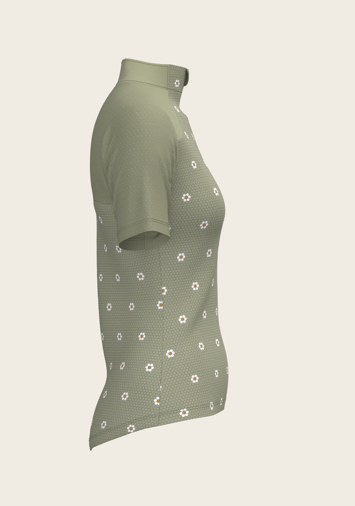 Mosaic Daises in Olive Short Sleeve Sport Sun Shirt - Espoir Equestrian - Equiluxe Tack