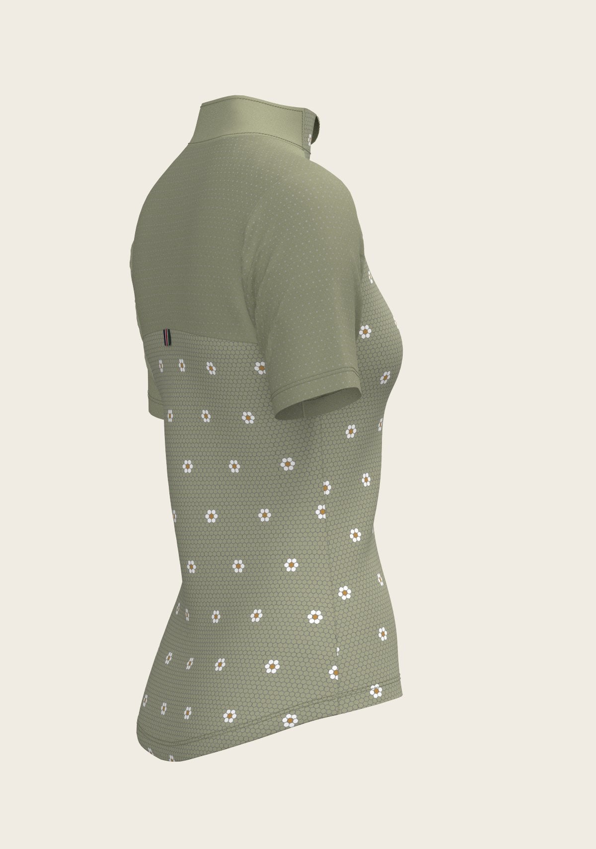 Mosaic Daises in Olive Short Sleeve Sport Sun Shirt - Espoir Equestrian - Equiluxe Tack