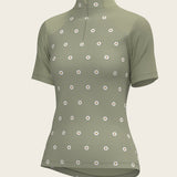 Mosaic Daises in Olive Short Sleeve Sport Sun Shirt - Espoir Equestrian - Equiluxe Tack