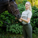 Mosaic Daises in Olive Short Sleeve Sport Sun Shirt - Espoir Equestrian - Equiluxe Tack