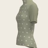 Mosaic Daises in Olive Short Sleeve Sport Sun Shirt - Espoir Equestrian - Equiluxe Tack