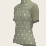 Mosaic Daises in Olive Short Sleeve Sport Sun Shirt - Espoir Equestrian - Equiluxe Tack