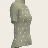 Mosaic Daises in Olive Short Sleeve Sport Sun Shirt - Espoir Equestrian - Equiluxe Tack