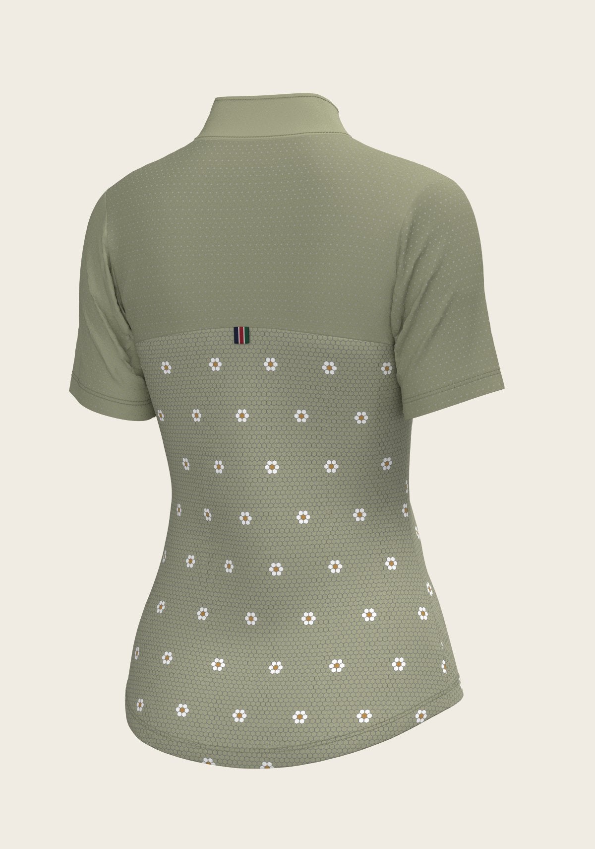 Mosaic Daises in Olive Short Sleeve Sport Sun Shirt - Espoir Equestrian - Equiluxe Tack