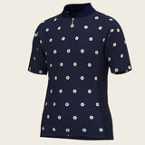 Mosaic Daisies in Navy Children's Short Sleeve Shirt - Espoir Equestrian - Equiluxe Tack