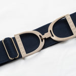 Navy - 1.5" Gold Stirrup Elastic Belt - Ellany - Equiluxe Tack